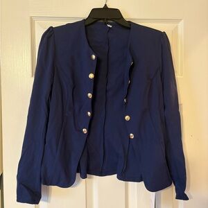HALARA Royal Blue Women's Blazer with Gold Buttons